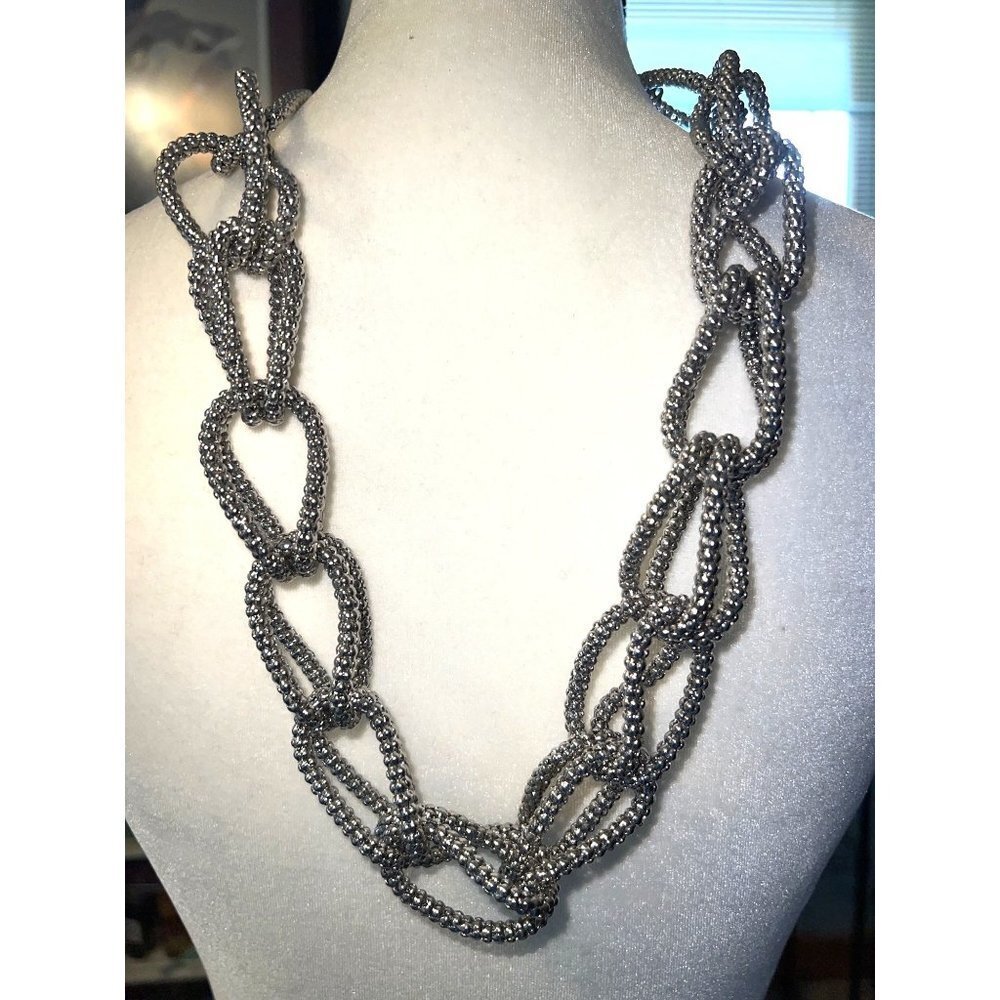Statement Silver Loop Necklace - image 1